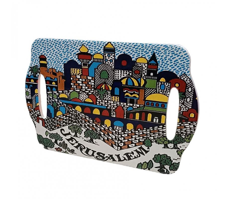 Serving Tray with Colorful Armenian Style Jerusalem Images