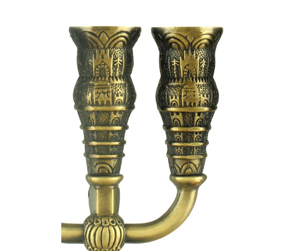 Seven Branch Copper Menorah, Jerusalem Images - Choose 8.6 or 5.3
