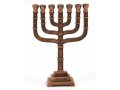 Seven Branch Decorative Small Menorah with Judaic Emblems, Copper - 7 or 4.5