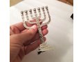 Seven Branch Miniature Menorah, Decorative Judaic Symbols, Silver - 4.5