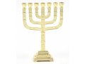 Seven Branch Miniature Menorah with Judaic Emblems, Gold - 7