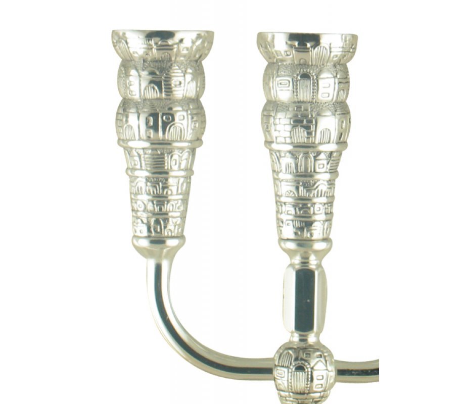 Seven Branch Silver Menorah with Jerusalem Images - Choose 8.6