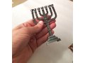Seven Branch Small Pewter Menorah with Judaic Emblems - Option: 7 or 4.5