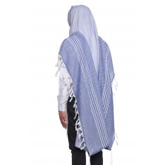 Shir Wool Non Slip Prayer Shawl - Contemporary Denim Stripes