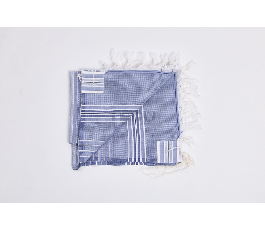 Shir Wool Non Slip Prayer Shawl - Contemporary Denim Stripes