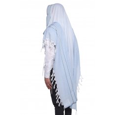 Shir Wool Non Slip Prayer Shawl - Light Blue Stripes