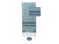 Silk-Cotton Prayer Shawl Set with Blue Stripes on Light Blue - Yair Emanuel