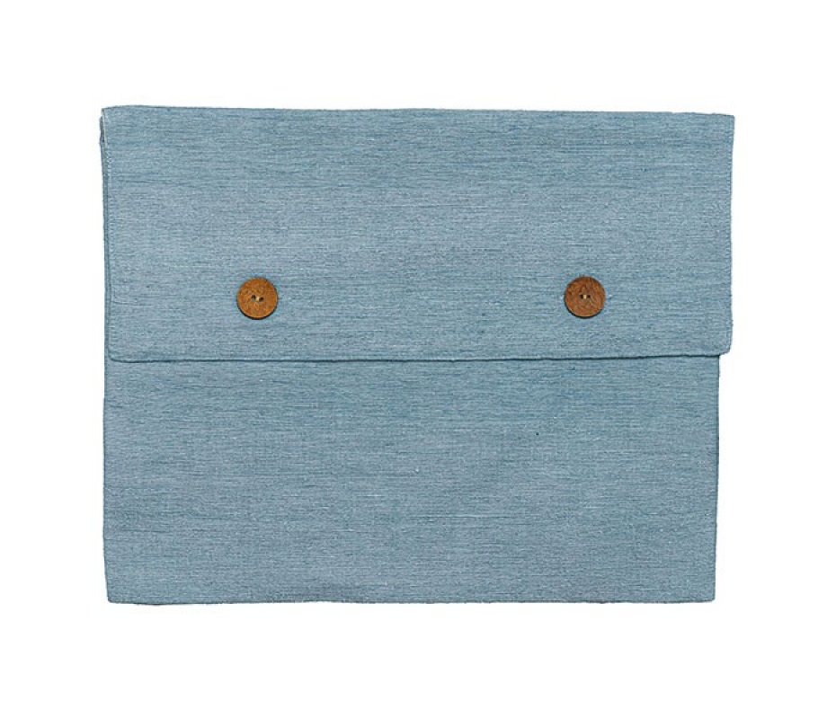 Silk-Cotton Prayer Shawl Set with Blue Stripes on Light Blue - Yair Emanuel