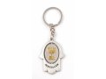 Silver Hamsa Key Ring, Swivel Center - Gold Jerusalem Images and Menorah