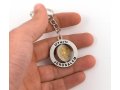 Silver Key Ring, Swivel Center - Gold Star of David and Menorah