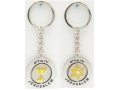 Silver Key Ring, Swivel Center - Gold Star of David and Menorah