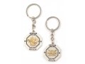 Silver Key Ring with Gold Swivel Center - Peace Doves and Jerusalem Images