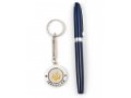 Silver Key Ring with Swivel Center - Gold Menorah and Peace Dove