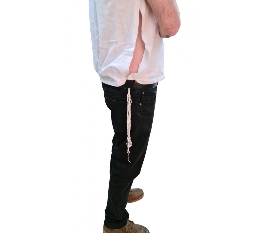 Sleeveless Undershirt with Attached Kosher Tzitzit - White