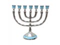 Small 7-Branch Menorah, Engraved 12-Tribes Symbols - Enamel in Choice of Colors