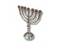 Small Small Nickel Seven Branch Menorah - 8 Inches Look Seven Branch Menorah, Dark Gold Brass