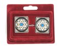 Square Prayer Shawl Clips with Chain - Decorative Blue Star of David