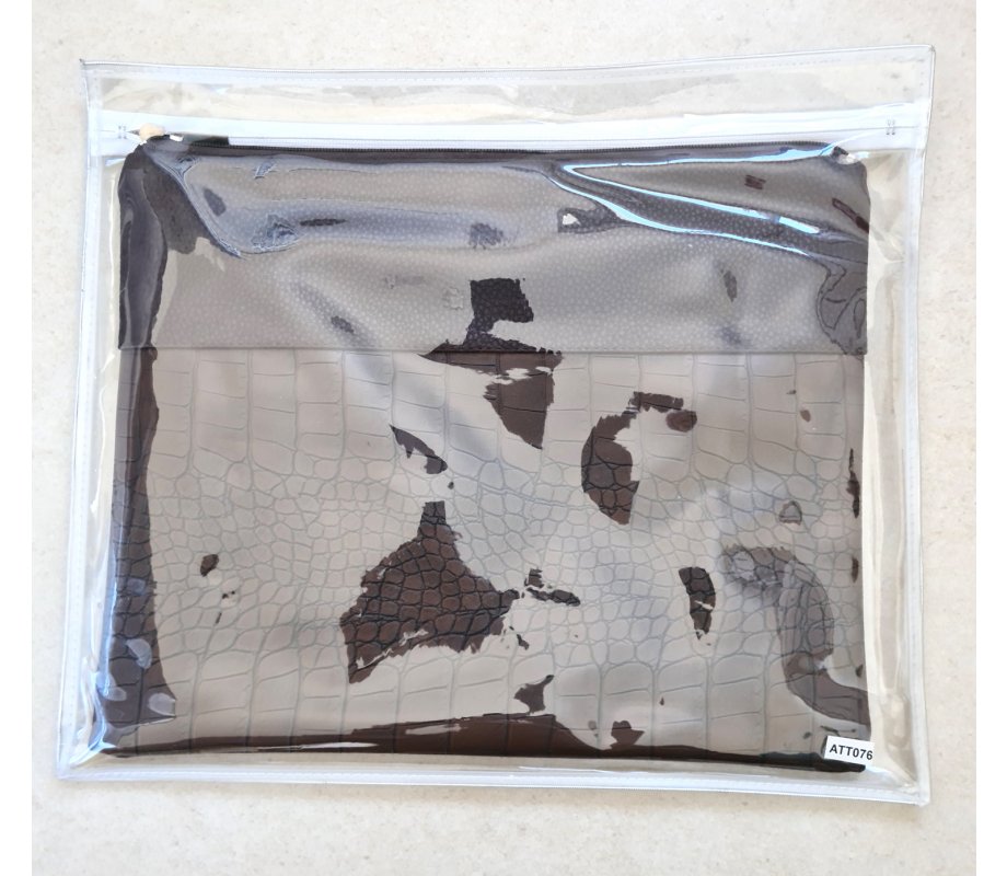 Tallit and Tefillin Bag Set, Chocolate Brown Faux Leather – Crocodile Design