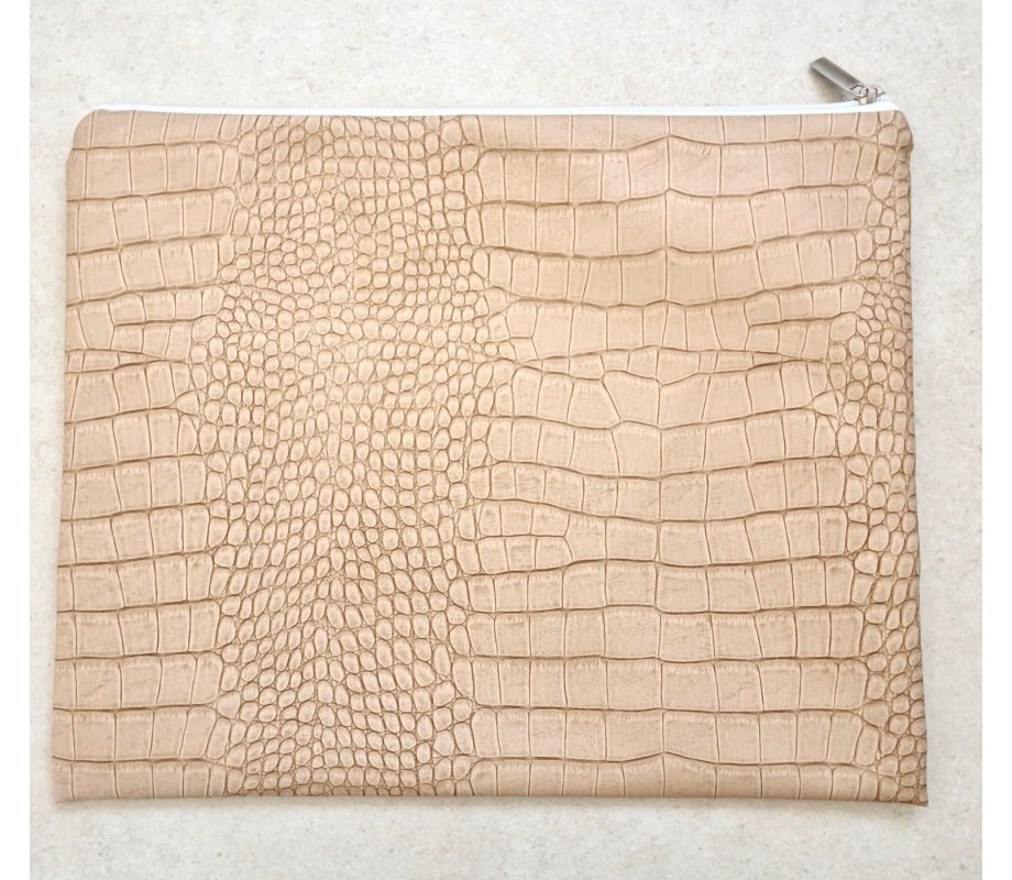 Tallit and Tefillin Bag Set, Crocodile Design Faux Leather - Two Tone Light Brown