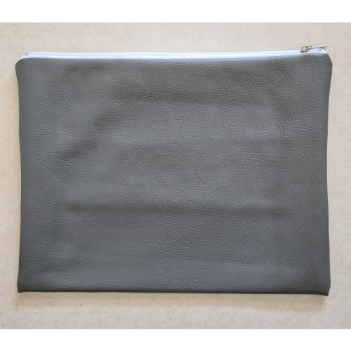 Tallit and Tefillin Bag Set, Gray Faux Leather - Decorative Band with Embroidery