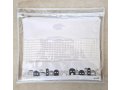 Tallit and Tefillin Bag of White Faux Leather with Gray and Silver Jerusalem Images