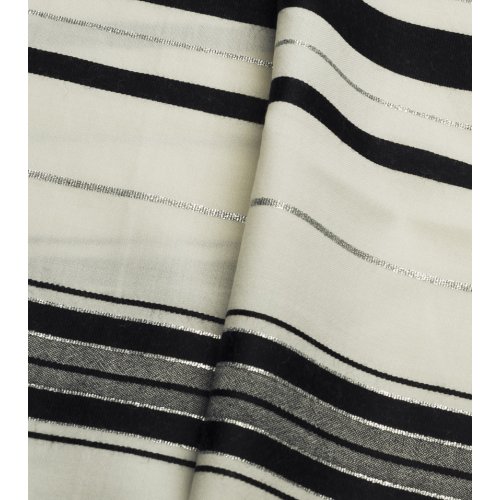 Traditional Wool Prayer Shawl with Black and Silver Stripes - Talitania