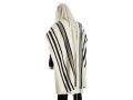 Traditional Wool Prayer Shawl with Black and White Stripes - Talitania