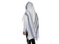 Victory LaMenatzeach Wool Tallit Non Slip Prayer Shawl - Denim Blue and Silver Stripes