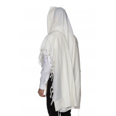 Victory LaMenatzeach Wool Tallit Non Slip Prayer Shawl - Pure White