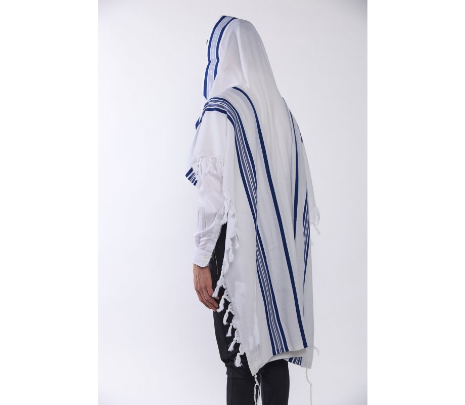 Victory LaMenatzeach Wool Tallit Non Slip Prayer Shawl - Royal Blue