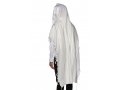Victory LaMenatzeach Wool Tallit Non Slip Prayer Shawl - Shiny White Stripes