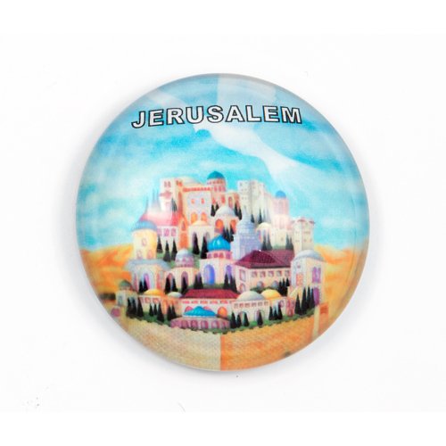 View of Jerusalem - Rounded Glass Magnet