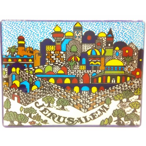 View of Jerusalem in Armenian Art Style - Ceramic Magnet