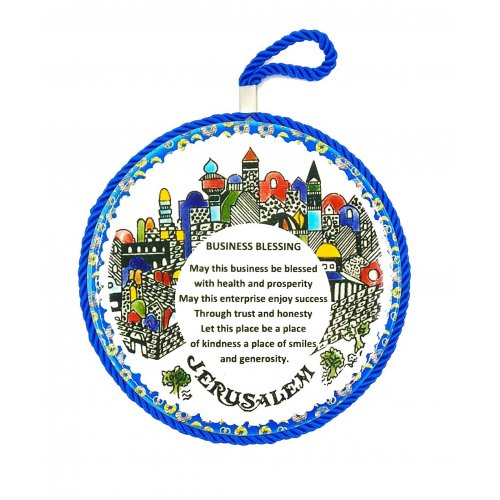 Wall Plaque with English Business Blessing - Jerusalem Images in Armenian Art