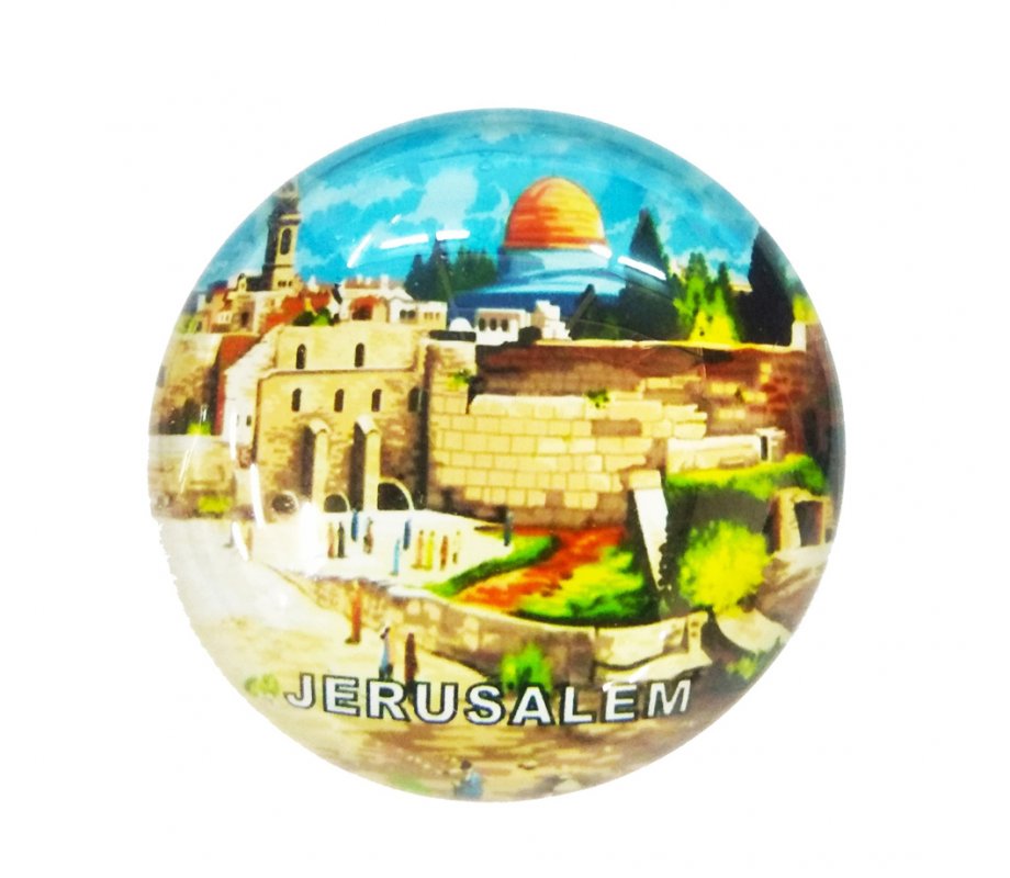 Western Wall View - Rounded Glass Magnet