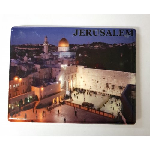 Western Wall and Jerusalem at Night - Ceramic Magnet