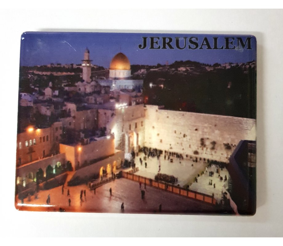 Western Wall and Jerusalem at Night - Ceramic Magnet