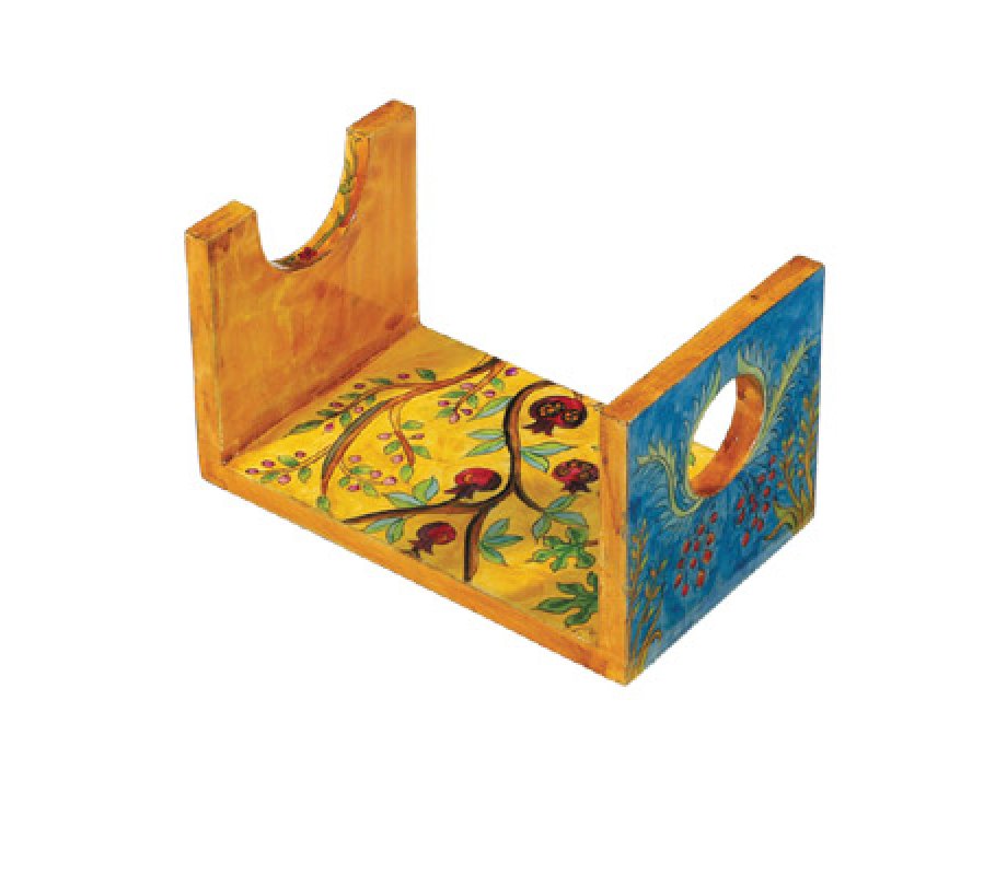 Wood Hand Painted Shofar Stand for Small Rams Horn Seven Species - Yair Emanuel