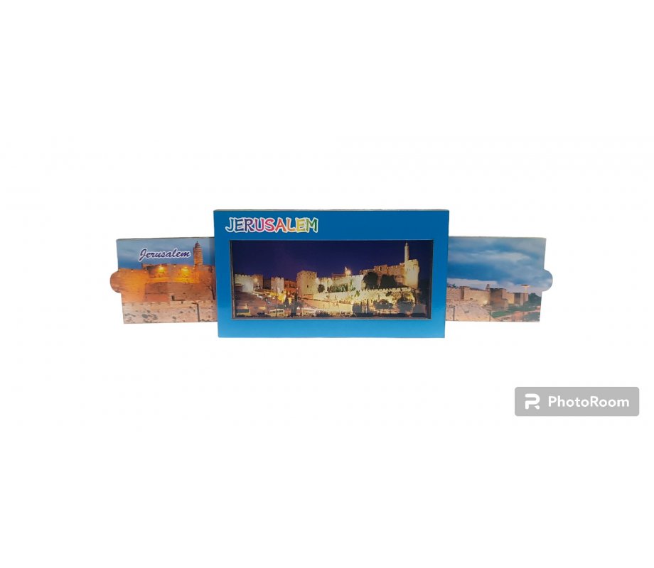 Wood Magnet with Slide-Open Sides - Colorful Citadel of David and Old City of Jerusalem