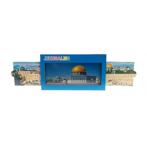 Wood Magnet with Slide-Open Sides - Colorful Jerusalem Wall and Dome of the Rock