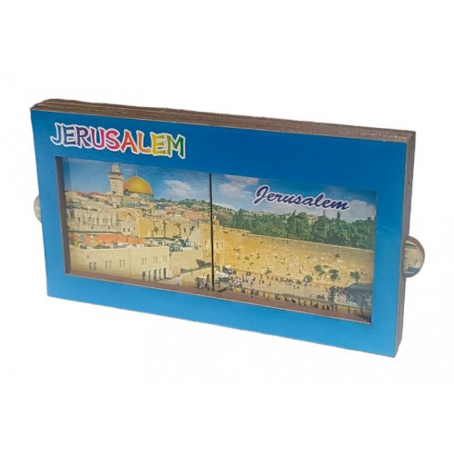 Wood Magnet with Slide-Open Sides, Colorful  Western Wall, Old City of Jerusalem