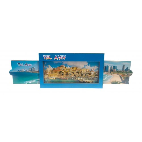 Wood Magnet with slide-Open Sides, Colorful - Tel Aviv Beaches and Sea Front