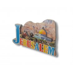Wood and Epoxy Magnet  Colorful Cutout Dome of the Rock with Jerusalem Images