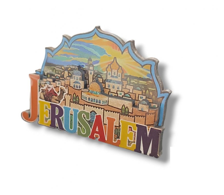 Wood and Epoxy Magnet – Cutout Colorful 3D Jerusalem Images