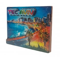 Wood and Epoxy Magnet, Gleaming 3-D Effect - Tel Aviv