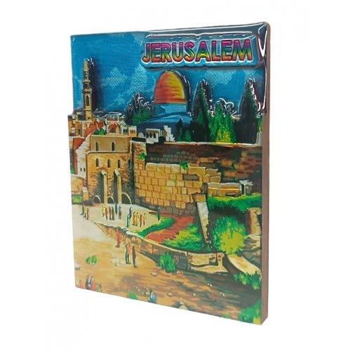 Wood and Epoxy Magnet, Gleaming 3-D Effect  Western Wall in Jerusalem