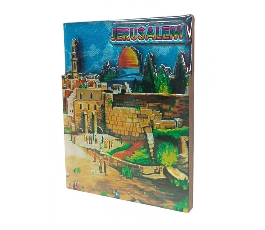 Wood and Epoxy Magnet, Gleaming 3-D Effect – Western Wall in Jerusalem