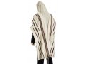 Wool Prayer Shawl with Maroon and Gold Stripes - Talitania