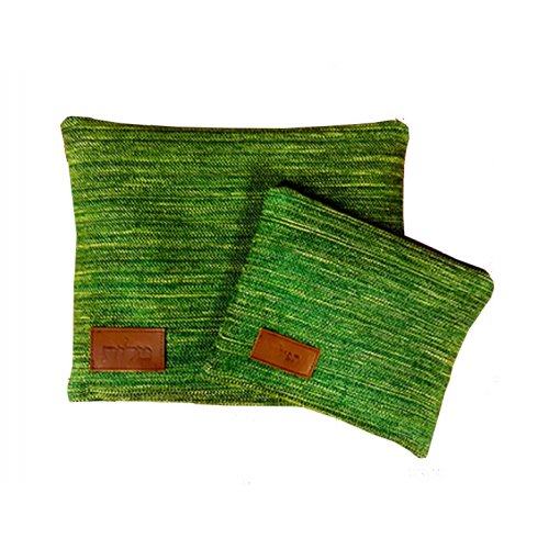 Woven Fabric Prayer Shawl and Tefillin Bag Set, Green-Turquoise - Ronit Gur