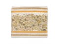 Yair Emanuel Embroidered Prayer Shawl Bag, Panoramic Jerusalem - Gold and Silver